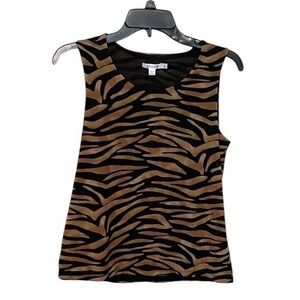 Chico's Black and Brown tiger mesh tank, knit top, new with tags, women’s size 0
